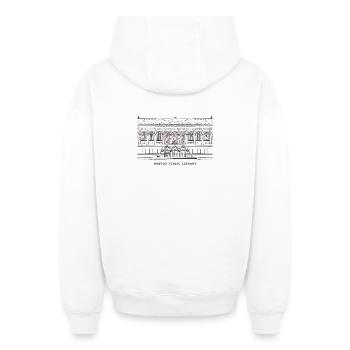 Boston, Drawing Public Library, USA - Oversized Heavyweight Unisex Zip Hoodie - white - Back - AI Model Male 178 light (178cm)