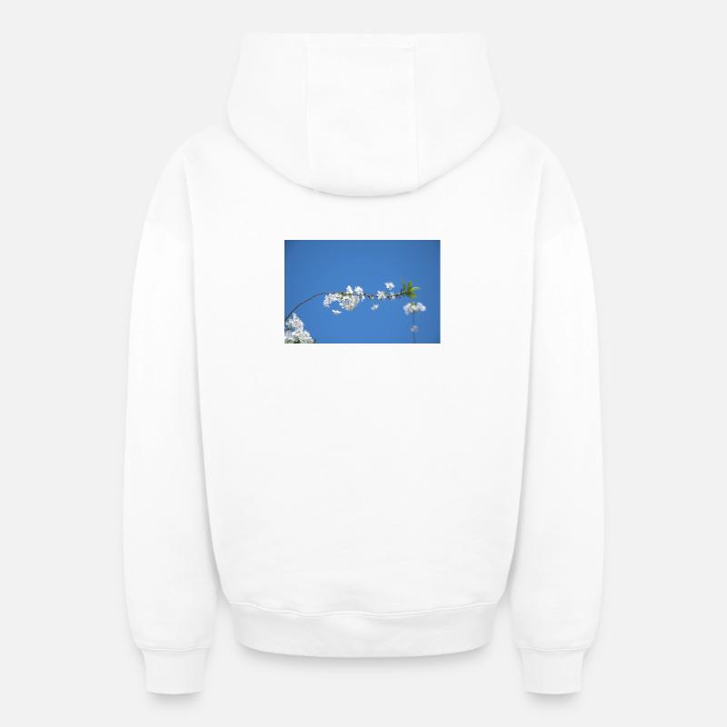 Cerisiers - Sweat à capuche unisexe zippé oversize épais SPREAD - blanc