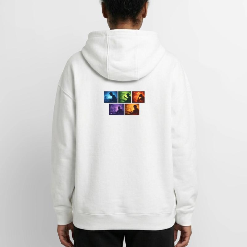 Multi-Screen Code Shadow Oversized Heavyweight Unisex Zip Hoodie