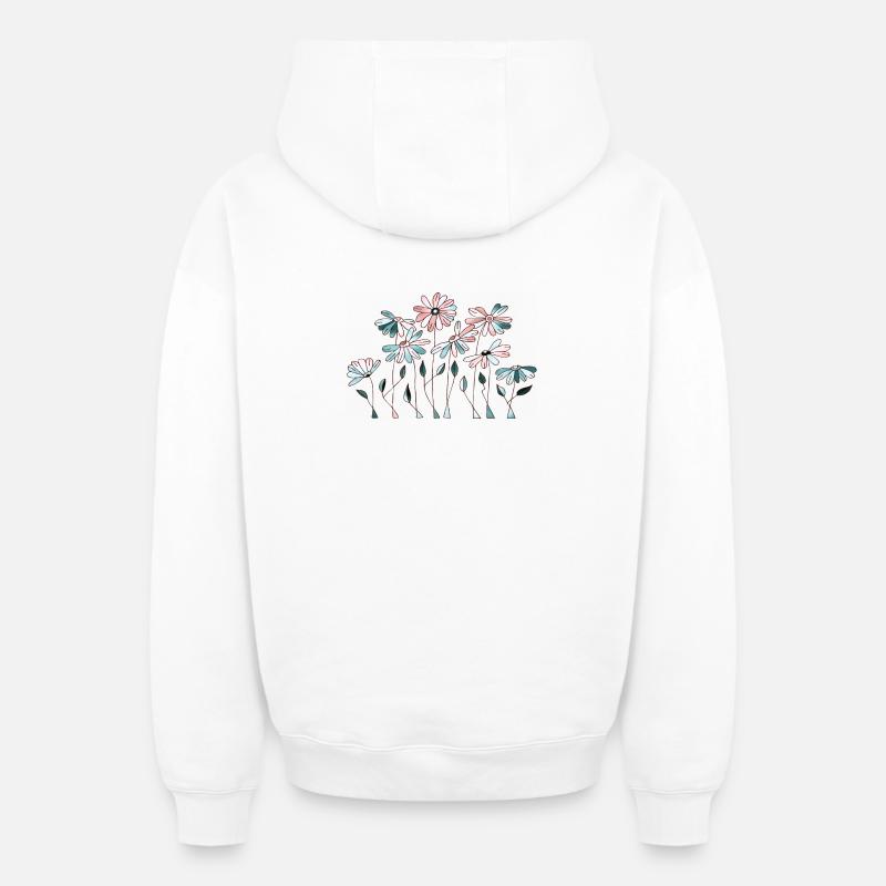 Fleur - Sweat à capuche unisexe zippé oversize épais SPREAD - blanc