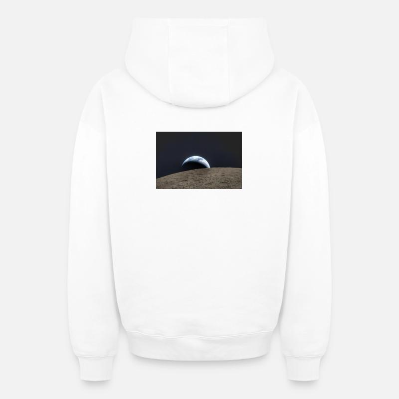 Terre sur la surface lunaire - Sweat à capuche unisexe zippé oversize épais SPREAD - blanc