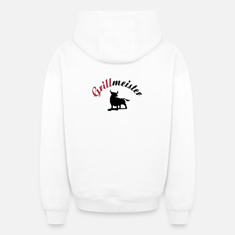 Maître de gril - Sweat à capuche unisexe zippé oversize épais SPREAD - blanc