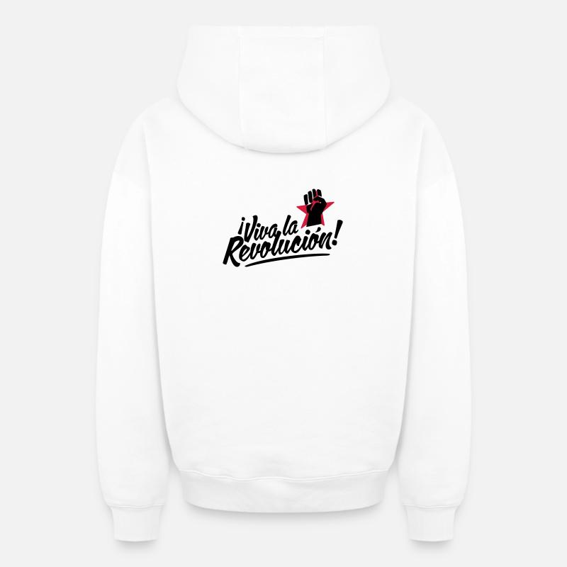revolution fist - Sweat à capuche unisexe zippé oversize épais SPREAD - blanc