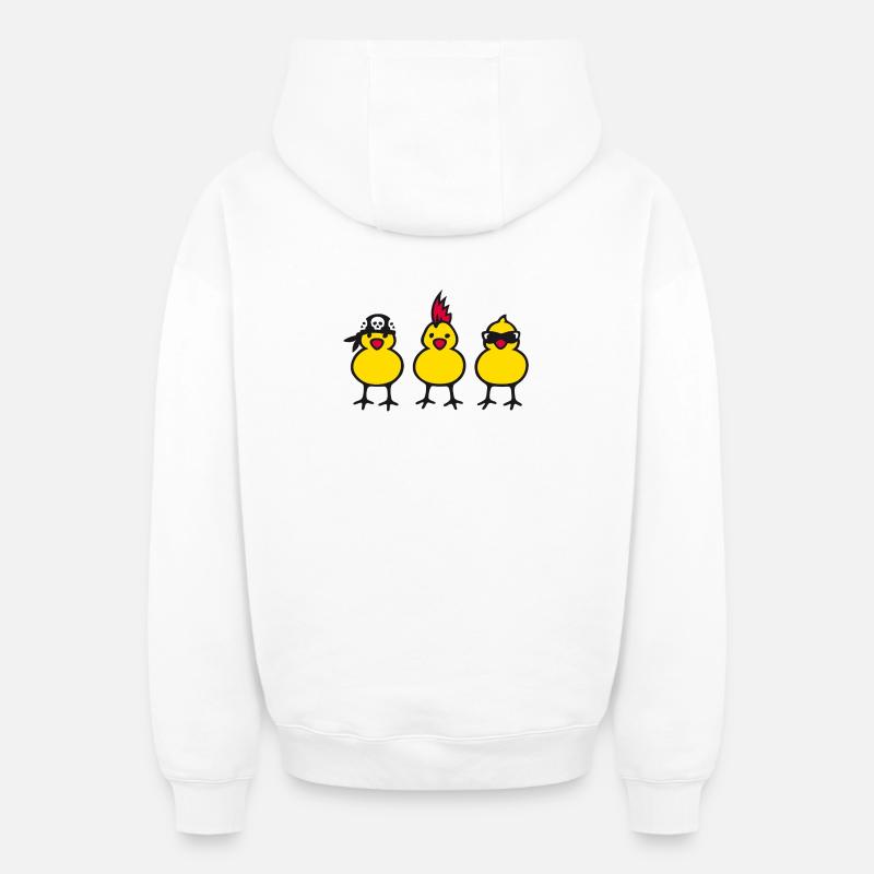 Three Chicks - Oversized Heavyweight Unisex Zip Hoodie - Weiß