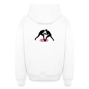 lutte gréco-romaine - Sweat à capuche unisexe zippé oversize épais SPREAD - blanc - Dos - AI Model Male 178 light (178cm)