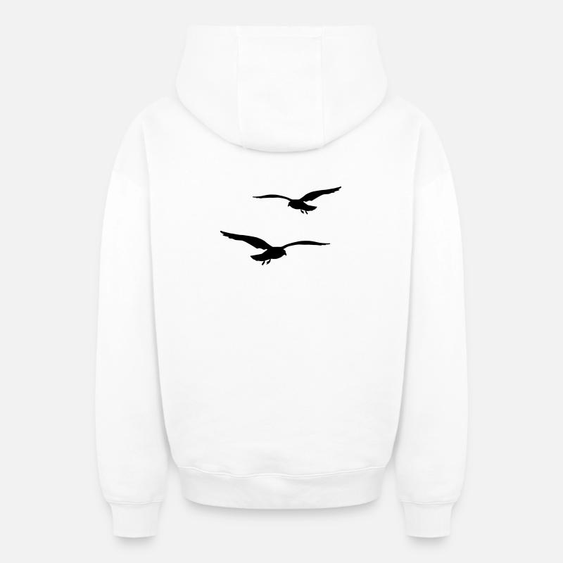 mouette - Sweat à capuche unisexe zippé oversize épais SPREAD - blanc