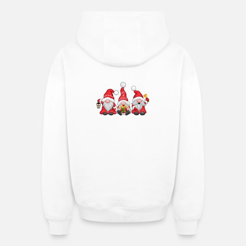 Gnomes festifs - Sweat à capuche unisexe zippé oversize épais SPREAD - blanc