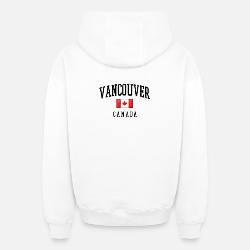 Vancouver, drapeau canadien - Sweat à capuche unisexe zippé oversize épais SPREAD - blanc