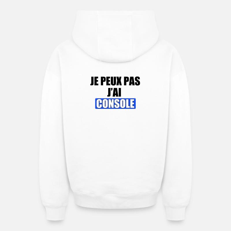 Je peux pas j'ai console - Sweat à capuche unisexe zippé oversize épais SPREAD - blanc