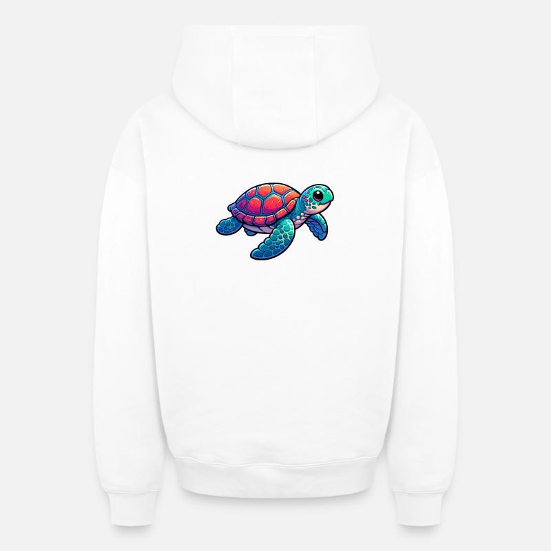 Tortue - Sweat à capuche unisexe zippé oversize épais SPREAD - blanc