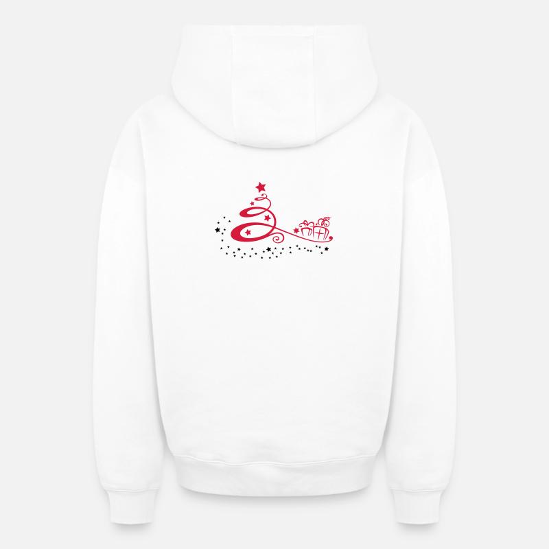 Weihnachtsbaum mit Sternen und Geschenken - Oversized Heavyweight Unisex Zip Hoodie - Weiß