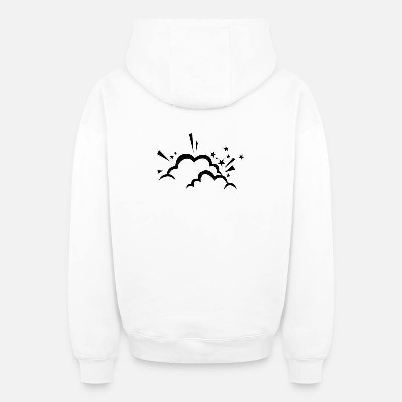 Comic Wolke nach Explosion - Oversized Heavyweight Unisex Zip Hoodie - Weiß