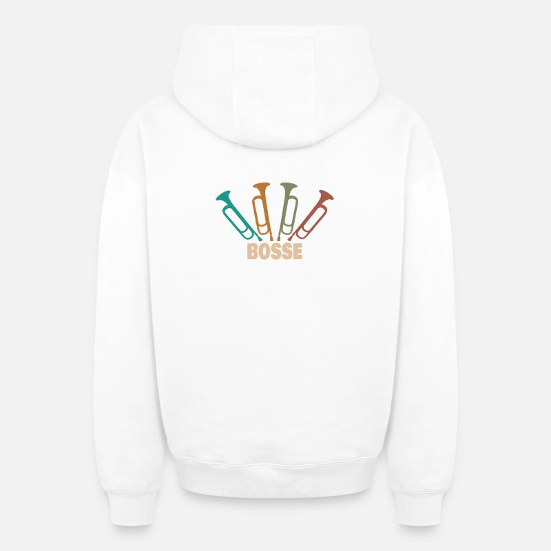 Prénom Bosse - Sweat à capuche unisexe zippé oversize épais SPREAD - blanc
