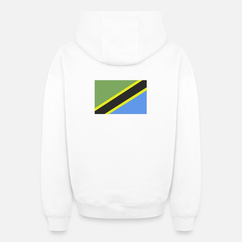 Drapeau de la Tanzanie - Sweat à capuche unisexe zippé oversize épais SPREAD - blanc