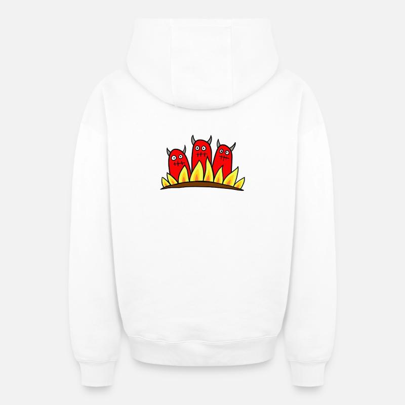 3 Devils - Oversized Heavyweight Unisex Zip Hoodie - white