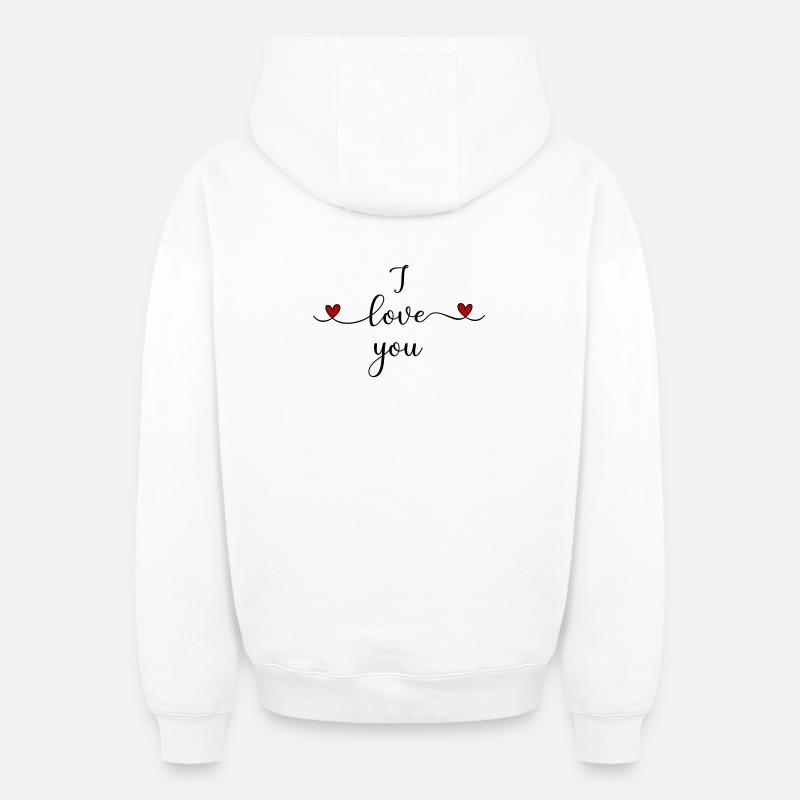 Je t’aime - Sweat à capuche unisexe zippé oversize épais SPREAD - blanc