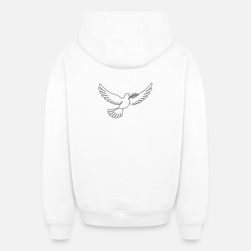 Paix de la colombe - Sweat à capuche unisexe zippé oversize épais SPREAD - blanc