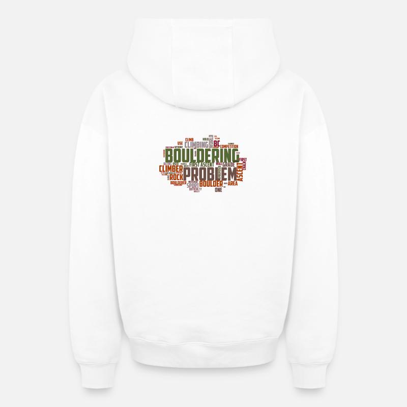 Nuage de mots de Boulder - Sweat à capuche unisexe zippé oversize épais SPREAD - blanc