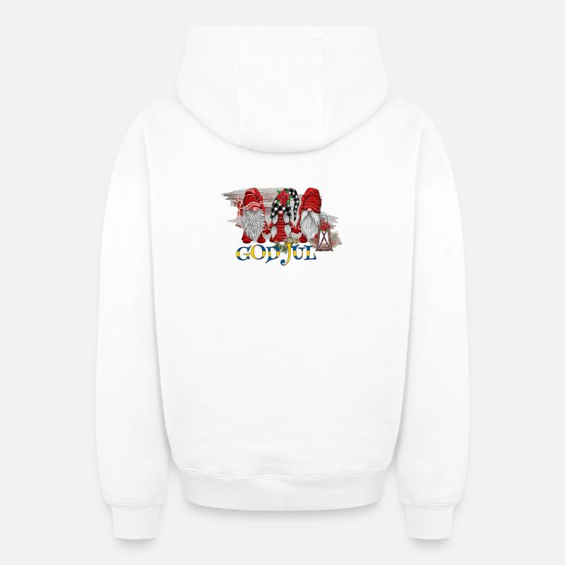 Dieu jul # Joyeux Noël # Sverige - Sweat à capuche unisexe zippé oversize épais SPREAD - blanc