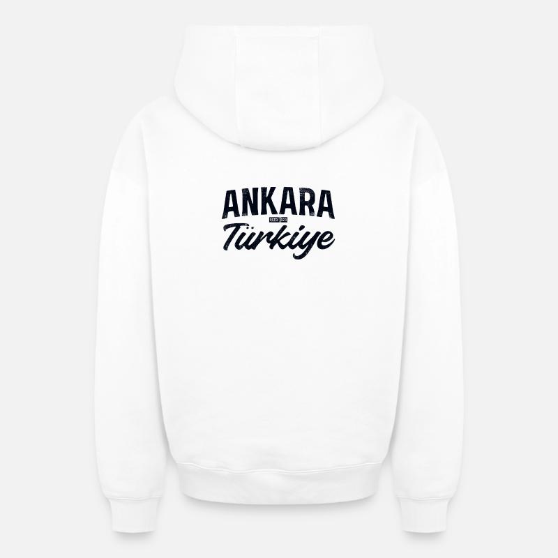 Ankara Turquie Police Logo - Sweat à capuche unisexe zippé oversize épais SPREAD - blanc