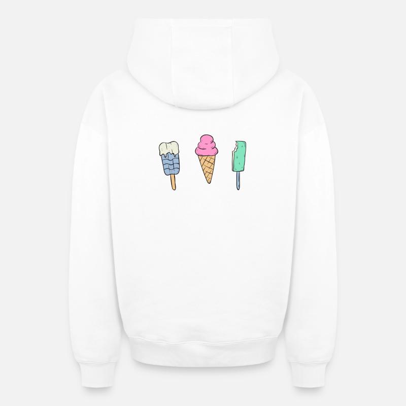 Glace mignonne - Sweat à capuche unisexe zippé oversize épais SPREAD - blanc