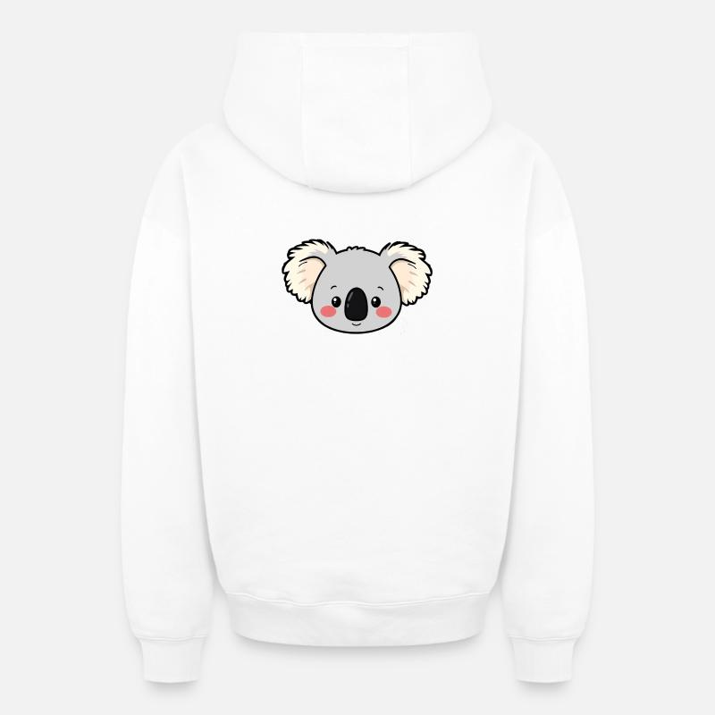 Ours Koala - Sweat à capuche unisexe zippé oversize épais SPREAD - blanc