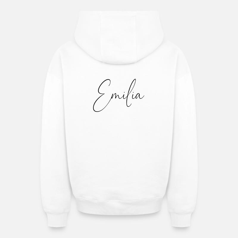 Emilia / Conception d’écriture manuscrite personnalisée - Sweat à capuche unisexe zippé oversize épais SPREAD - blanc