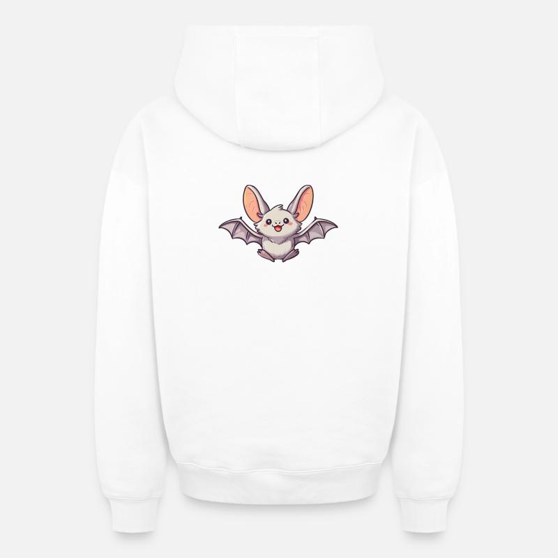 chauve-souris - Sweat à capuche unisexe zippé oversize épais SPREAD - blanc