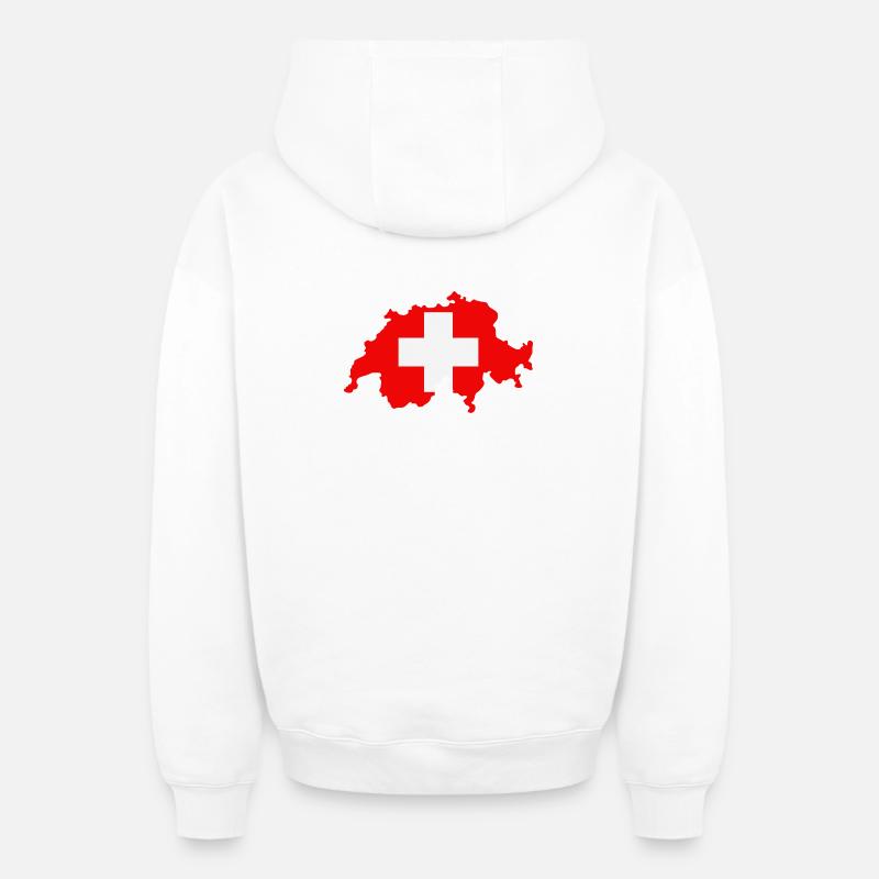 Schweizer Karte mit Flagge - Oversized Heavyweight Unisex Zip Hoodie - Weiß