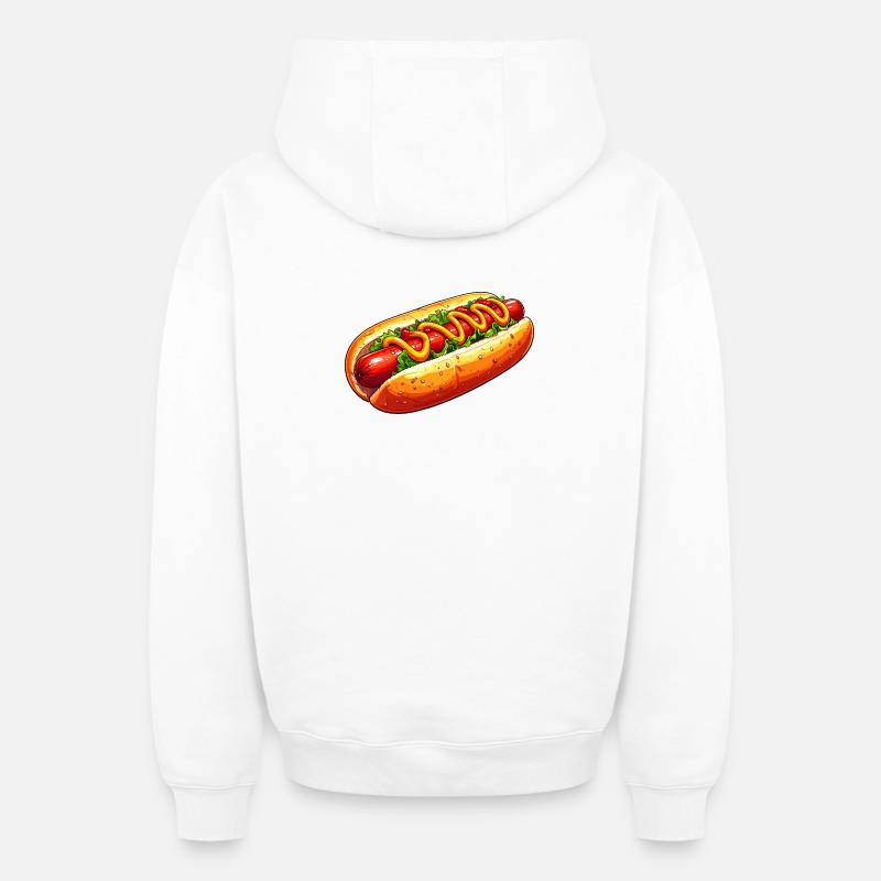 Hot-dog - Sweat à capuche unisexe zippé oversize épais SPREAD - blanc