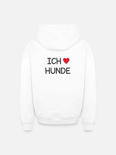 Ich ❤️ Hunde – Süßes Hundeliebe Textdesign - Oversized Heavyweight Unisex Zip Hoodie - Weiß