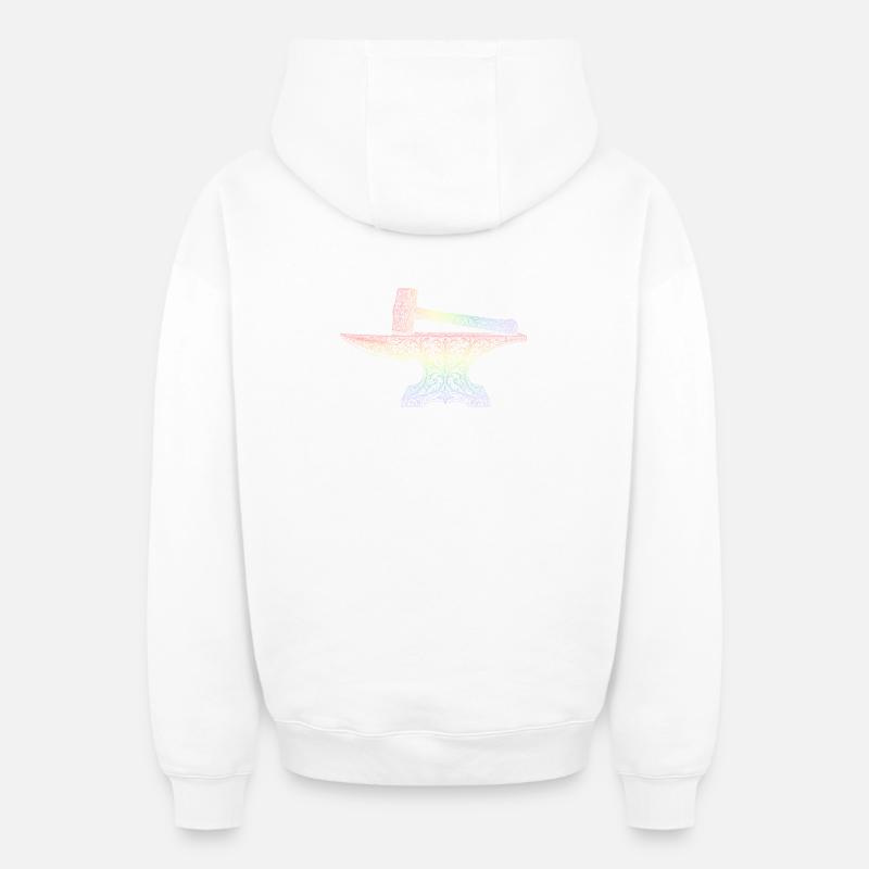 forgeron - Sweat à capuche unisexe zippé oversize épais SPREAD - blanc