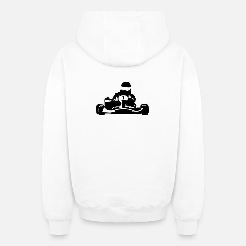 karting - Sweat à capuche unisexe zippé oversize épais SPREAD - blanc