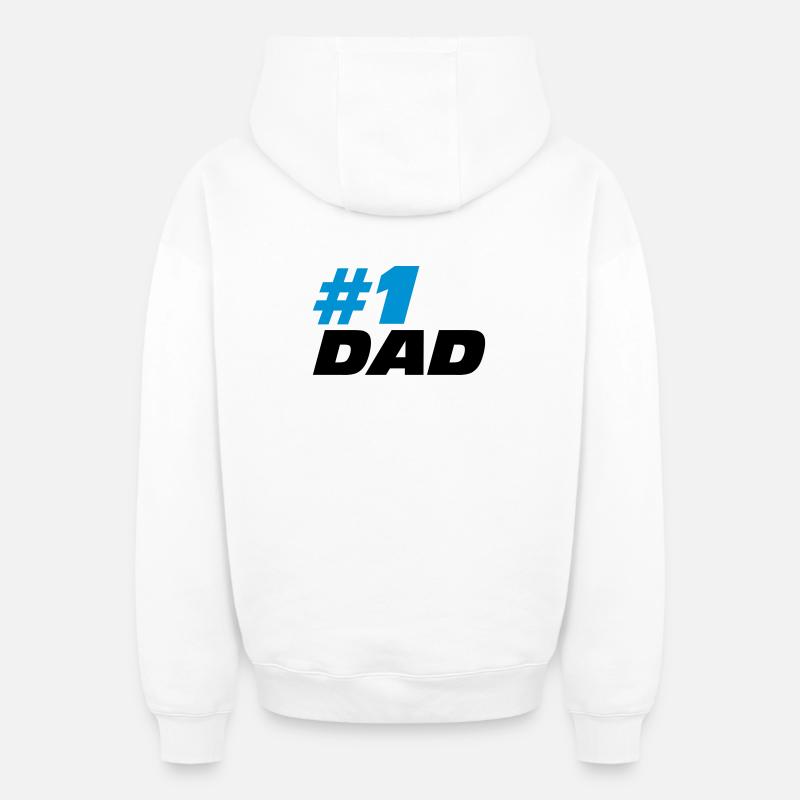#1 Dad - Sweat à capuche unisexe zippé oversize épais SPREAD - blanc
