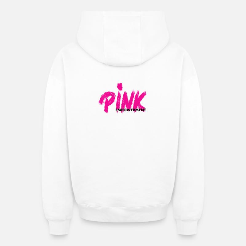 Pink Empowerment - Sweat à capuche unisexe zippé oversize épais SPREAD - blanc