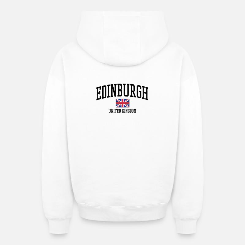 Édimbourg Écosse Royaume-Uni - Sweat à capuche unisexe zippé oversize épais SPREAD - blanc