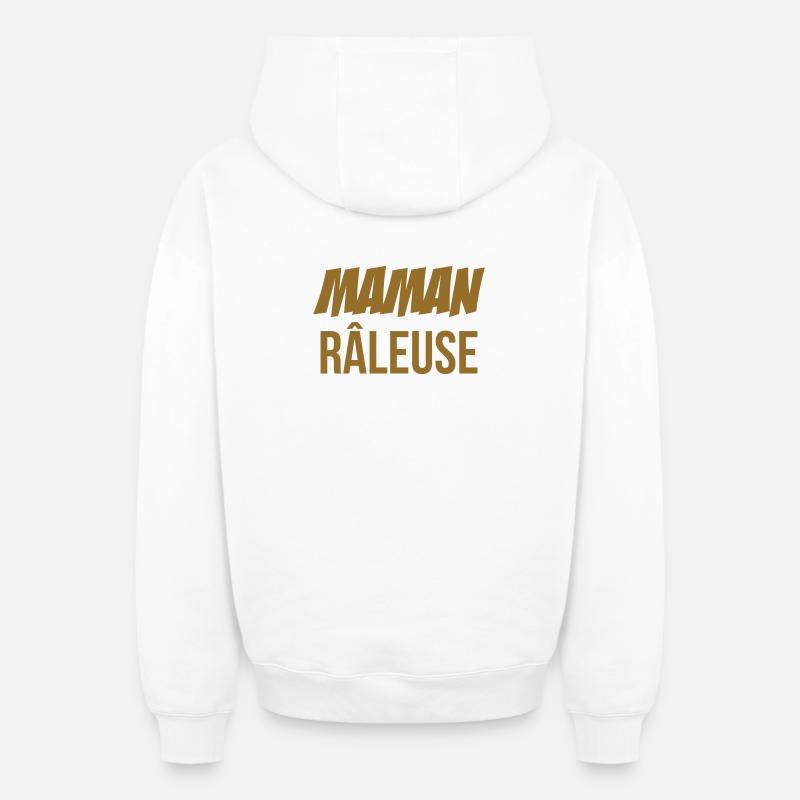 Maman râleuse - Sweat à capuche unisexe zippé oversize épais SPREAD - blanc