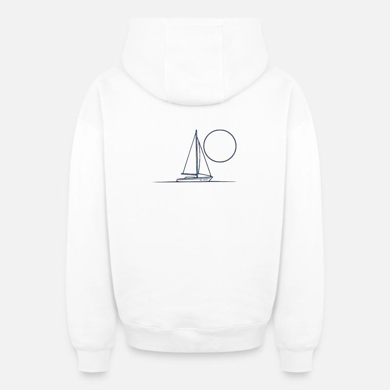 Voilier - Sweat à capuche unisexe zippé oversize épais SPREAD - blanc