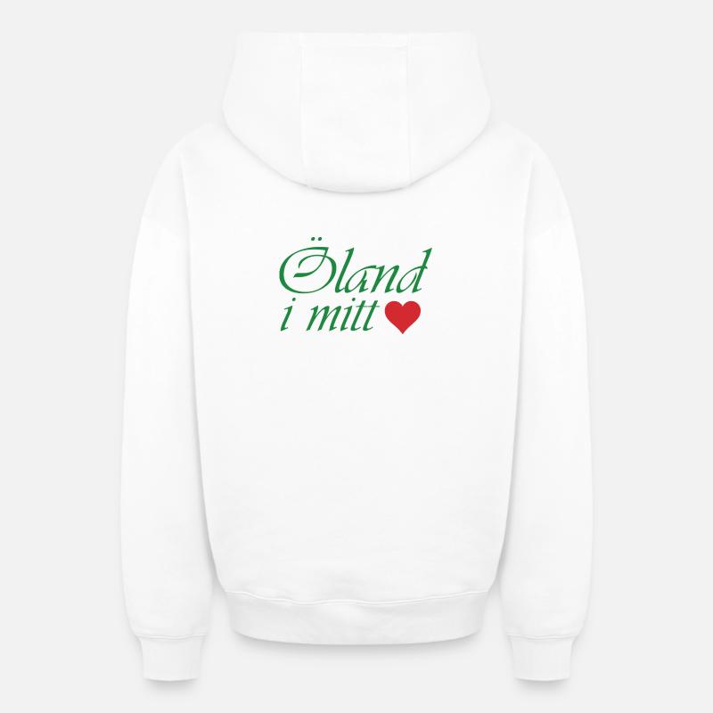 Öland dans mon cœur - Sweat à capuche unisexe zippé oversize épais SPREAD - blanc