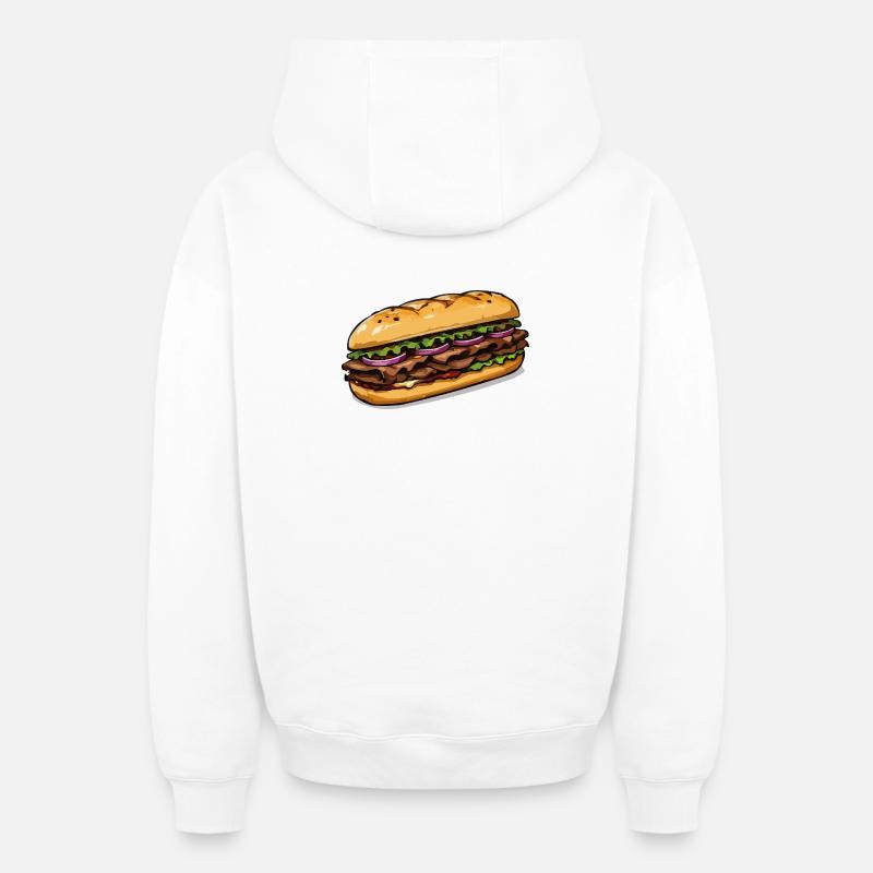 Illustration de sandwich - Sweat à capuche unisexe zippé oversize épais SPREAD - blanc