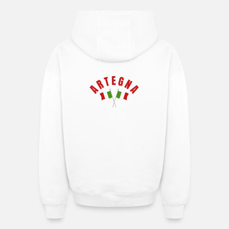 Drapeaux italiens Artegna - Sweat à capuche unisexe zippé oversize épais SPREAD - blanc