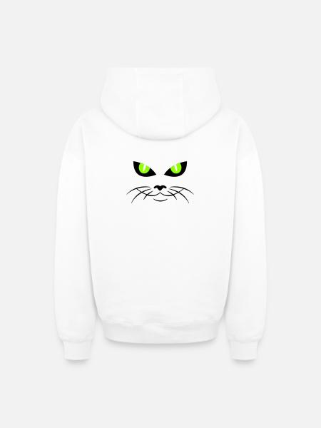 cat face - katzengesicht - Oversized Heavyweight Unisex Zip Hoodie - Weiß