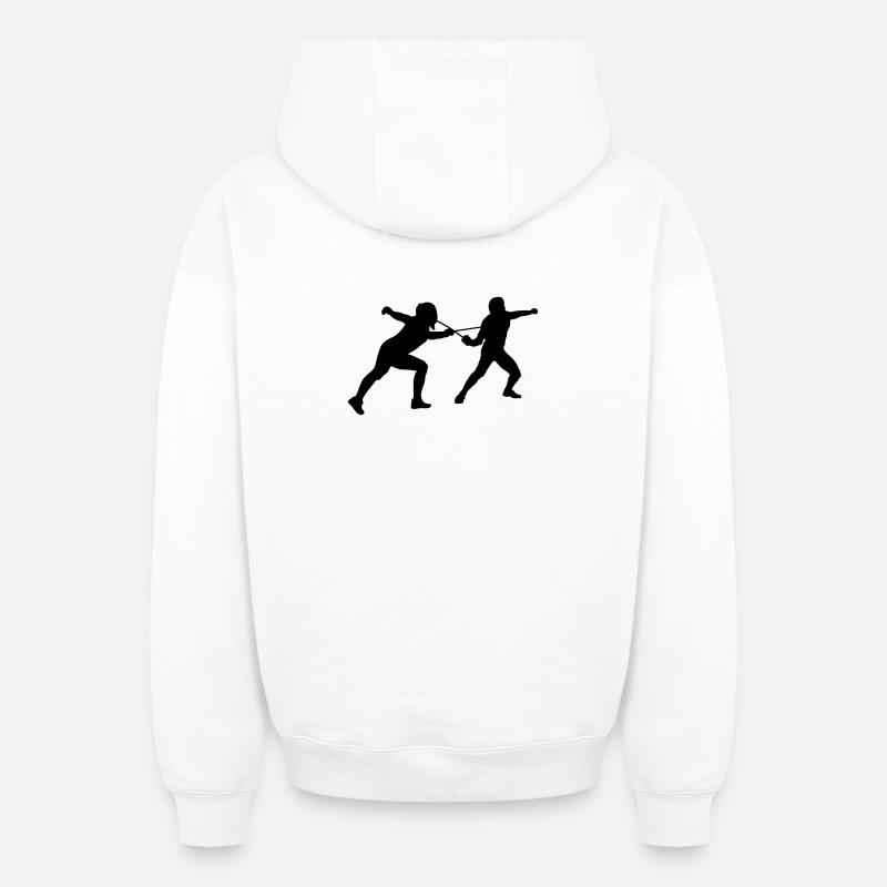 fechten - Sweat à capuche unisexe zippé oversize épais SPREAD - blanc