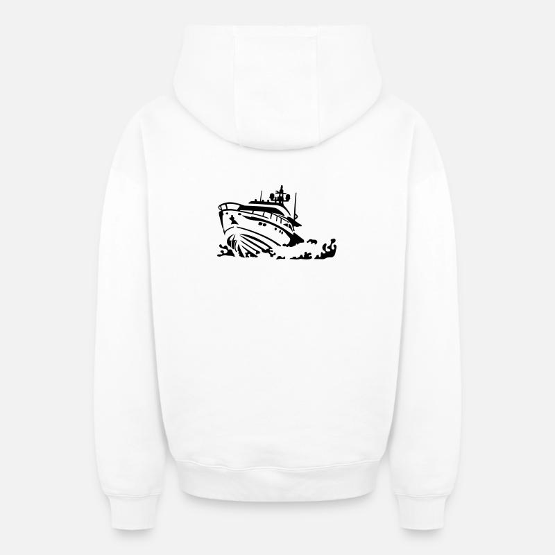 Motorboot - Oversized Heavyweight Unisex Zip Hoodie - Weiß