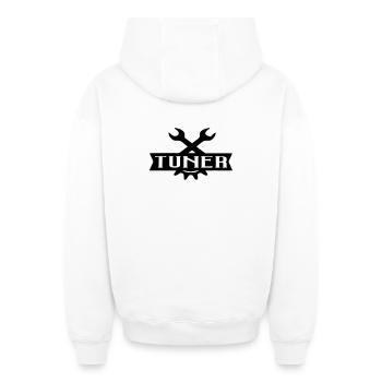 tuner car tuning moteur autocollant essence gaz voiture - Sweat à capuche unisexe zippé oversize épais SPREAD - blanc - Dos - AI Model Male 178 light (178cm)