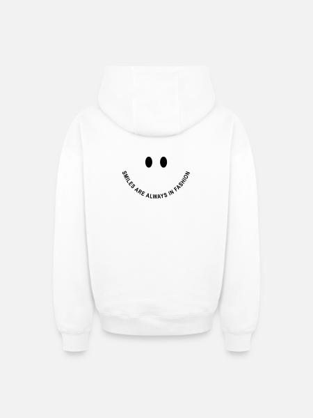 Smile-Face: Smiles are always in fashion! - Oversized Heavyweight Unisex Zip Hoodie - Weiß