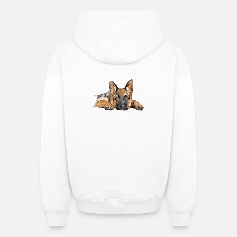 Chien de berger - Sweat à capuche unisexe zippé oversize épais SPREAD - blanc