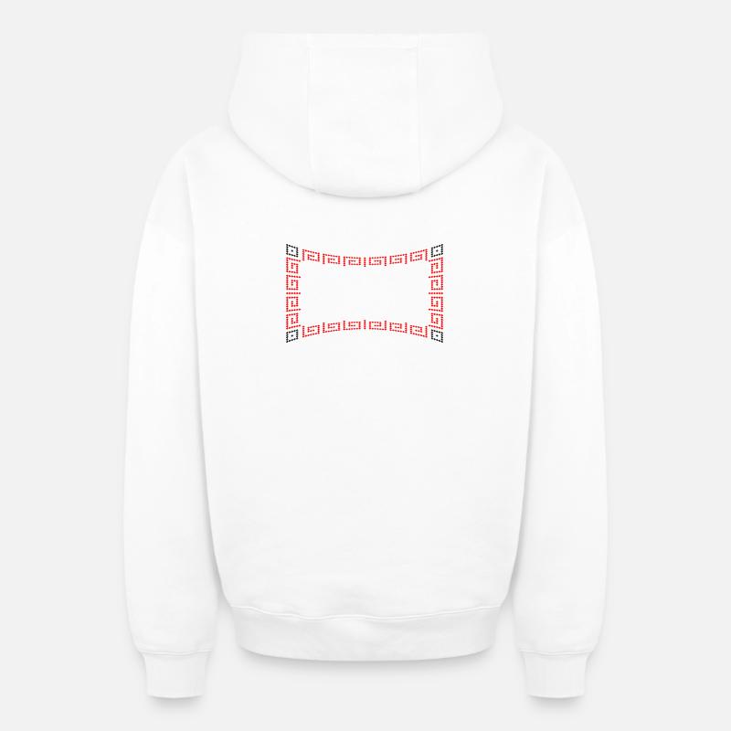Frame pattern red - Oversized Heavyweight Unisex Zip Hoodie - white
