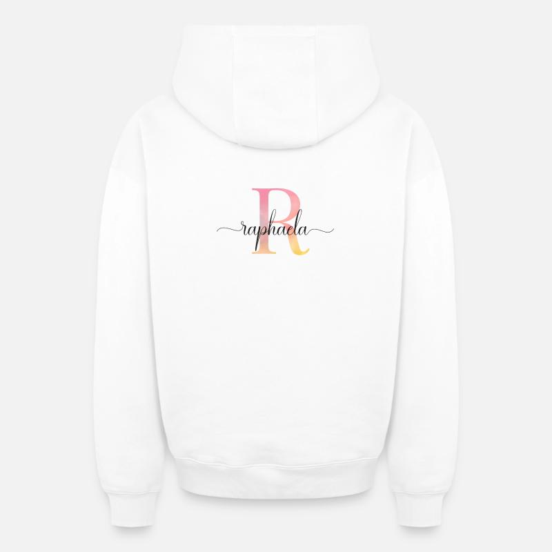 L | Monogramme | Nom | Raphaëla |Aquarelle - Sweat à capuche unisexe zippé oversize épais SPREAD - blanc
