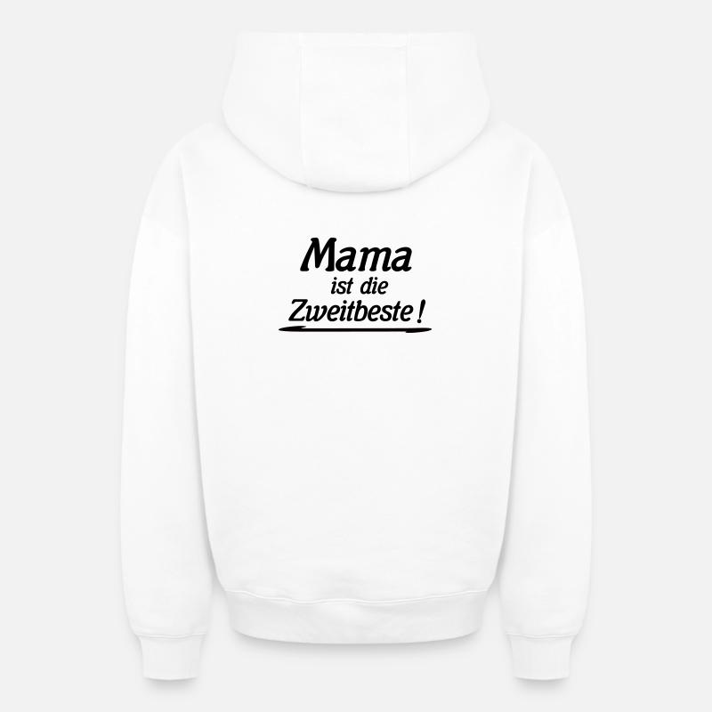 Maman est la deuxième meilleure - Sweat à capuche unisexe zippé oversize épais SPREAD - blanc